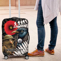 Kiwi-Tui Bird Soldier ANZAC Day Personalised Luggage Cover Maori Silver Fern Motif