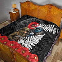 Kiwi-Tui Bird Soldier ANZAC Day Personalised Quilt Maori Silver Fern Motif