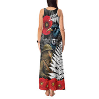 Kiwi-Tui Bird Soldier ANZAC Day Personalised Tank Maxi Dress Maori Silver Fern Motif
