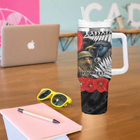 Kiwi-Tui Bird Soldier ANZAC Day Personalised Tumbler With Handle Maori Silver Fern Motif LT9 - Polynesian Pride