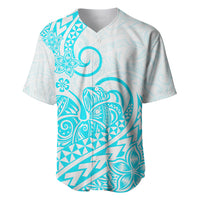 Polynesian Baseball Jersey Tribal Tattoo Aqua Screen Color LT9 - Polynesian Pride
