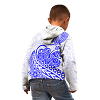 Polynesian Kid Hoodie Tribal Tattoo Blue Screen Color LT9 - Polynesian Pride