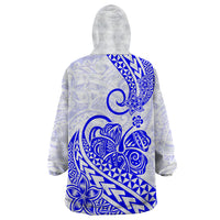 Polynesian Wearable Blanket Hoodie Tribal Tattoo Blue Screen Color LT9 - Polynesian Pride