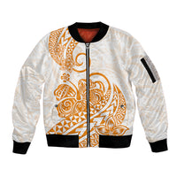 Polynesian Sleeve Zip Bomber Jacket Tribal Tattoo Gold Screen Color LT9 Unisex Gold - Polynesian Pride