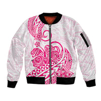 Polynesian Sleeve Zip Bomber Jacket Tribal Tattoo Pink Screen Color LT9 Unisex Pink - Polynesian Pride
