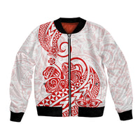 Polynesian Bomber Jacket Tribal Tattoo Red Screen Color LT9 Unisex Red - Polynesian Pride