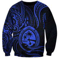 Polynesian Pride Guam Sweatshirt With Polynesian Tribal Tattoo and Coat of Arms Blue Version LT9 Unisex Blue - Polynesian Pride