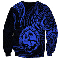 Polynesian Pride Guam Sweatshirt With Polynesian Tribal Tattoo and Coat of Arms Blue Version LT9 - Polynesian Pride