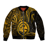 Polynesian Pride Guam Bomber Jacket With Polynesian Tribal Tattoo and Coat of Arms Gold Version LT9 Unisex Gold - Polynesian Pride