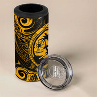 Polynesian Guam Coat of Arms 4 in 1 Can Cooler Tumbler Polynesian Tribal Tattoo Gold Version