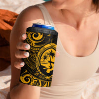 Polynesian Guam Coat of Arms 4 in 1 Can Cooler Tumbler Polynesian Tribal Tattoo Gold Version