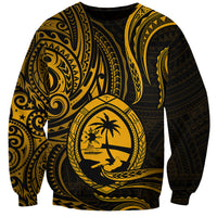 Polynesian Pride Guam Sweatshirt With Polynesian Tribal Tattoo and Coat of Arms Gold Version LT9 Unisex Gold - Polynesian Pride