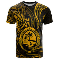 Polynesian Pride Guam T Shirt With Polynesian Tribal Tattoo and Coat of Arms Gold Version LT9 Gold - Polynesian Pride