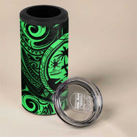 Polynesian Guam Coat of Arms 4 in 1 Can Cooler Tumbler Polynesian Tribal Tattoo Green Version
