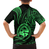 Polynesian Guam Coat of Arms Family Matching Summer Maxi Dress and Hawaiian Shirt Polynesian Tribal Tattoo Green Version LT9 - Polynesian Pride