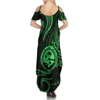 Polynesian Guam Coat of Arms Family Matching Summer Maxi Dress and Hawaiian Shirt Polynesian Tribal Tattoo Green Version LT9 - Polynesian Pride