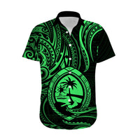 Polynesian Pride Guam Hawaiian Shirt With Polynesian Tribal Tattoo and Coat of Arms Green Version LT9 - Polynesian Pride