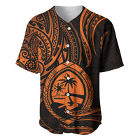Polynesian Pride Guam Baseball Jersey With Polynesian Tribal Tattoo and Coat of Arms Orange Version LT9 - Polynesian Pride