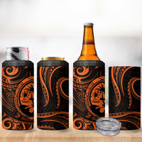 Polynesian Guam Coat of Arms 4 in 1 Can Cooler Tumbler Polynesian Tribal Tattoo Orange Version