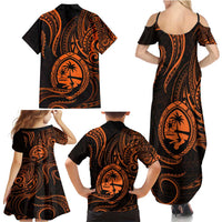 Polynesian Guam Coat of Arms Family Matching Summer Maxi Dress and Hawaiian Shirt Polynesian Tribal Tattoo Orange Version LT9 - Polynesian Pride