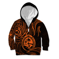 Polynesian Pride Guam Kid Hoodie With Polynesian Tribal Tattoo and Coat of Arms Orange Version LT9 - Polynesian Pride