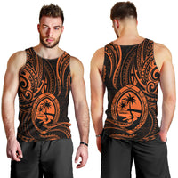 Polynesian Pride Guam Men Tank Top With Polynesian Tribal Tattoo and Coat of Arms Orange Version LT9 - Polynesian Pride
