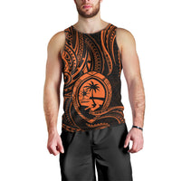Polynesian Pride Guam Men Tank Top With Polynesian Tribal Tattoo and Coat of Arms Orange Version LT9 - Polynesian Pride