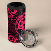 Polynesian Guam Coat of Arms 4 in 1 Can Cooler Tumbler Polynesian Tribal Tattoo Pink Version