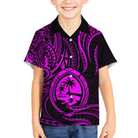 Polynesian Guam Coat of Arms Family Matching Tank Maxi Dress and Hawaiian Shirt Polynesian Tribal Tattoo Purple Version