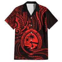 Polynesian Guam Coat of Arms Family Matching Tank Maxi Dress and Hawaiian Shirt Polynesian Tribal Tattoo Red Version LT9 Dad's Shirt - Short Sleeve Red - Polynesian Pride