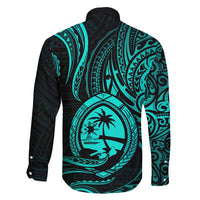 Polynesian Guam Coat of Arms Family Matching Summer Maxi Dress and Hawaiian Shirt Polynesian Tribal Tattoo Turquoise Version LT9 - Polynesian Pride