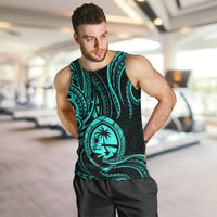 Polynesian Pride Guam Men Tank Top With Polynesian Tribal Tattoo and Coat of Arms Turquoise Version LT9 - Polynesian Pride
