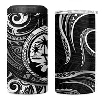 Polynesian Guam Coat of Arms 4 in 1 Can Cooler Tumbler Polynesian Tribal Tattoo Black Version