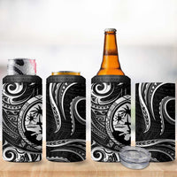 Polynesian Guam Coat of Arms 4 in 1 Can Cooler Tumbler Polynesian Tribal Tattoo Black Version