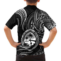 Polynesian Guam Coat of Arms Family Matching Long Sleeve Bodycon Dress and Hawaiian Shirt Polynesian Tribal Tattoo Black Version LT9 - Polynesian Pride