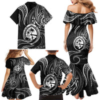 Polynesian Guam Coat of Arms Family Matching Mermaid Dress and Hawaiian Shirt Polynesian Tribal Tattoo Black Version LT9 - Polynesian Pride
