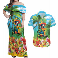 Always 5 O'clock Couples Matching Off Shoulder Maxi Dress and Hawaiian Shirt Hawaiian Tropical Parrot - Polynesian Pride