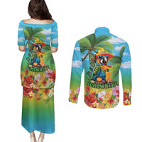 Always 5 O'clock Couples Matching Puletasi and Long Sleeve Button Shirt Hawaiian Tropical Parrot - Polynesian Pride