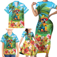 Always 5 O'clock Family Matching Short Sleeve Bodycon Dress and Hawaiian Shirt Hawaiian Tropical Parrot - Polynesian Pride