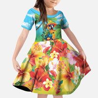 Always 5 O'clock Kid Short Sleeve Dress Hawaiian Tropical Parrot - Polynesian Pride