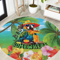 Always 5 O'clock Round Carpet Hawaiian Tropical Parrot LT9 Blue - Polynesian Pride