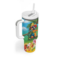 Always 5 O'clock Tumbler With Handle Hawaiian Tropical Parrot - Polynesian Pride
