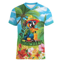Always 5 O'clock Women V-Neck T-Shirt Hawaiian Tropical Parrot - Polynesian Pride