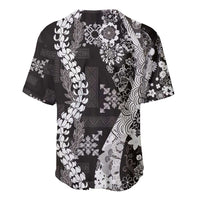 Hawaii Puakenikeni and Maile Lei Baseball Jersey Black Japanese Wave Style - Polynesian Pride