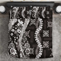 Hawaii Puakenikeni and Maile Lei Bedding Set Black Japanese Wave Style - Polynesian Pride