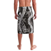 Hawaii Puakenikeni and Maile Lei Lavalava Black Japanese Wave Style - Polynesian Pride