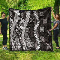 Hawaii Puakenikeni and Maile Lei Quilt Black Japanese Wave Style - Polynesian Pride