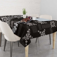 Hawaii Puakenikeni and Maile Lei Tablecloth Black Japanese Wave Style LT9 - Polynesian Pride
