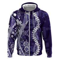 Hawaii Puakenikeni and Maile Lei Hoodie Purple Japanese Wave Style - Polynesian Pride