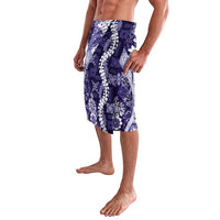 Hawaii Puakenikeni and Maile Lei Lavalava Purple Japanese Wave Style - Polynesian Pride